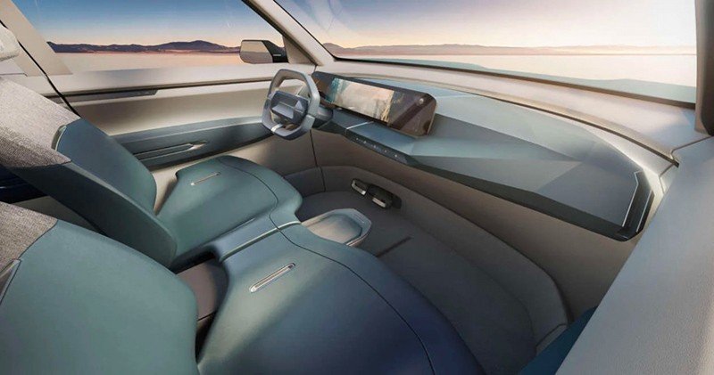 Kia EV5 đã được lược giảm nhiều chi tiết rối mắt trong khoang nội thất tạo ra không gian xe đầy rộng rãi như một chiếc phi thuyền.