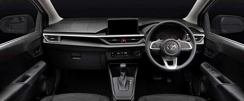 Nổi bật là hệ thống màn hình giải trí dạng nổi, bảng đồng hồ 2 tầng hiện đại và vô lăng của Toyota Wigo 2023 cũng được tạo hình mới thẩm mỹ hơn.